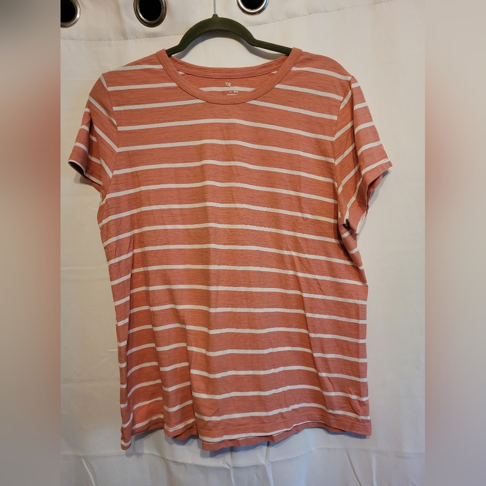 Time&Tru XXL pink/white stripe tee
